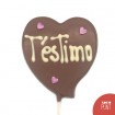 "T'estimo" - Piruleta corazón chocolate con leche