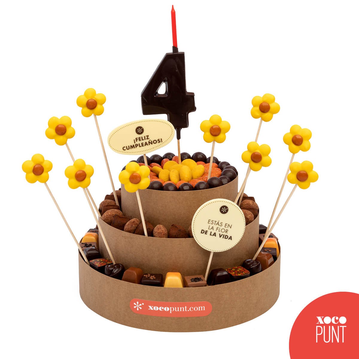 Kit de chocolate - Pastel de chuches y besos personalizable